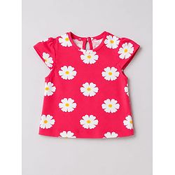 Babyhug 100% Cotton Knit Half Sleeves Floral & Polka Dots Printed T-Shirts Pack Of 3 - Red Yellow & White