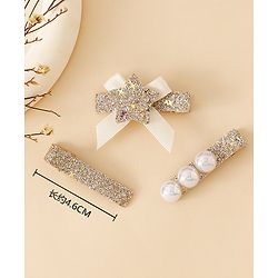 Babyhug Hair Pins And Clips With Shimmer & Pearl Free Size - Gold