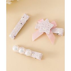 Babyhug Hair Pins And Clips With Shimmer & Pearl Free Size - Gold