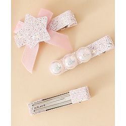Babyhug Hair Pins And Clips With Shimmer & Pearl Free Size - Gold