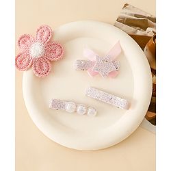 Babyhug Hair Pins And Clips With Shimmer & Pearl Free Size - Gold