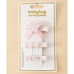 Babyhug Hair Pins And Clips With Shimmer & Pearl Free Size - Gold
