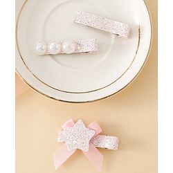Babyhug Hair Pins And Clips With Shimmer & Pearl Free Size - Gold