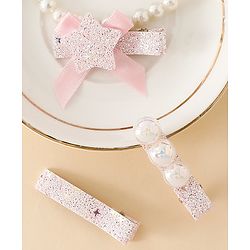 Babyhug Hair Pins And Clips With Shimmer & Pearl Free Size - Gold