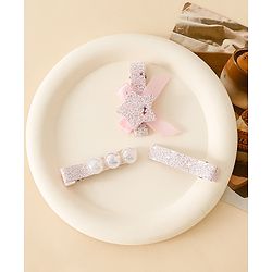 Babyhug Hair Pins And Clips With Shimmer & Pearl Free Size - Gold