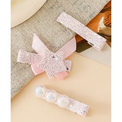 Babyhug Hair Pins And Clips With Shimmer & Pearl Free Size - Gold