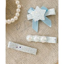 Babyhug Hair Pins And Clips With Shimmer & Pearl Free Size - Gold