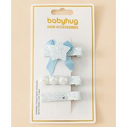 Babyhug Hair Pins And Clips With Shimmer & Pearl Free Size - Gold