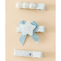 Babyhug Hair Pins And Clips With Shimmer & Pearl Free Size - Gold