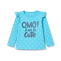 Babyhug 100% Cotton Knit Full Sleeves T-Shirt & Pyjama Night Suit with Heart & Text Print - Aqua Blue