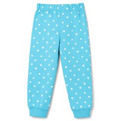 Babyhug 100% Cotton Knit Full Sleeves T-Shirt & Pyjama Night Suit with Heart & Text Print - Aqua Blue