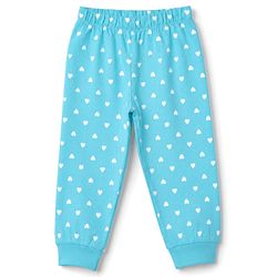 Babyhug 100% Cotton Knit Full Sleeves T-Shirt & Pyjama Night Suit with Heart & Text Print - Aqua Blue