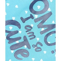 Babyhug 100% Cotton Knit Full Sleeves T-Shirt & Pyjama Night Suit with Heart & Text Print - Aqua Blue