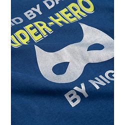 Babyhug 100% Cotton Knit Half Sleeves T-Shirt & Pyjama Night Suit With Text Print - Navy Blue