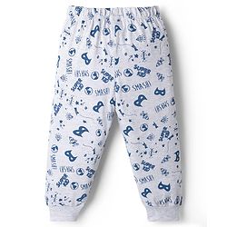 Babyhug 100% Cotton Knit Half Sleeves T-Shirt & Pyjama Night Suit With Text Print - Navy Blue