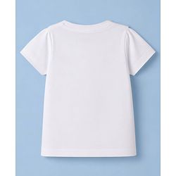 Babyhug 100% Cotton Knit Half sleeves T-Shirt & Pyjama Night Suit With Polka Dot & Text Print - White