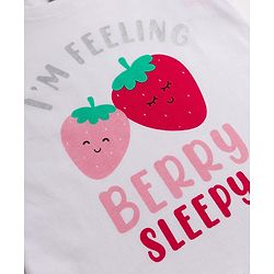 Babyhug 100% Cotton Knit Half sleeves T-Shirt & Pyjama Night Suit With Polka Dot & Text Print - White