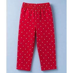 Babyhug 100% Cotton Knit Half sleeves T-Shirt & Pyjama Night Suit With Polka Dot & Text Print - White