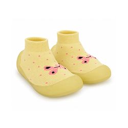 Cute Walk by Babyhug Slip On Sock Shoes With Butterfly & Polka Dots Design - Yellow