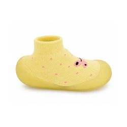 Cute Walk by Babyhug Slip On Sock Shoes With Butterfly & Polka Dots Design - Yellow