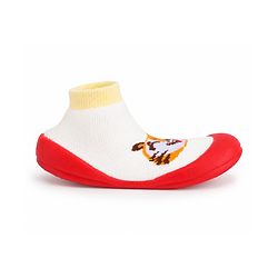 Cute Walk by Babyhug Slip on Sock Shoes with Tiger Print - Red
