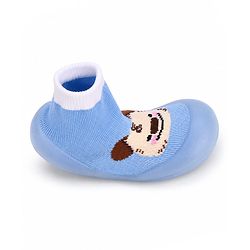 Cute Walk by Babyhug Slip on Sock Shoes with Bear Print - Blue