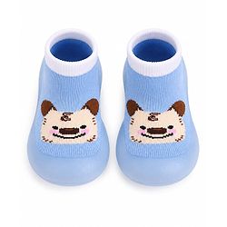 Cute Walk by Babyhug Slip on Sock Shoes with Bear Print - Blue