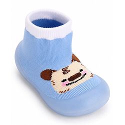 Cute Walk by Babyhug Slip on Sock Shoes with Bear Print - Blue