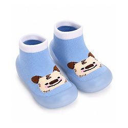 Cute Walk by Babyhug Slip on Sock Shoes with Bear Print - Blue