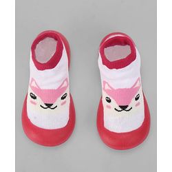 Cute Walk by Babyhug Slip On Closure Sock shoes With Fox Design - Pink