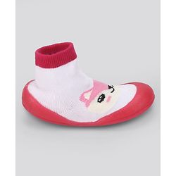 Cute Walk by Babyhug Slip On Closure Sock shoes With Fox Design - Pink