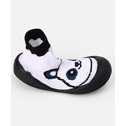 Cute Walk by Babyhug Slip On Sock Shoes With Panda Design - Black & White