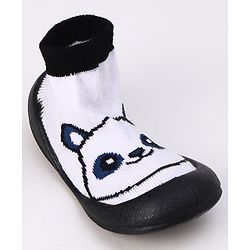 Cute Walk by Babyhug Slip On Sock Shoes With Panda Design - Black & White