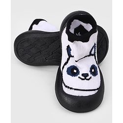 Cute Walk by Babyhug Slip On Sock Shoes With Panda Design - Black & White