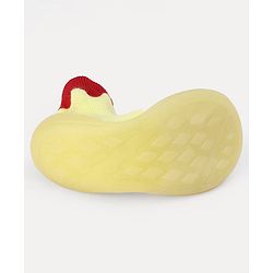 Cute Walk by Babyhug Slip On Sock Shoes With Butterfly Design - Yellow & Pink