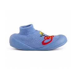 Cute Walk by Babyhug Slip on Sock Shoes with Bear Print - Blue