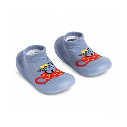 Cute Walk by Babyhug Slip on Sock Shoes with Bear Print - Blue
