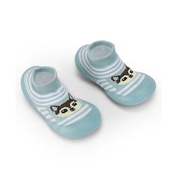 Cute Walk by Babyhug Slip On Closure Sock shoes With Fox Design - Sky Blue & White