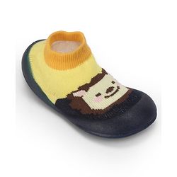 Cute Walk by Babyhug Slip On Closure Sock shoes With Tiger Design - Blue & Yellow