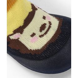 Cute Walk by Babyhug Slip On Closure Sock shoes With Tiger Design - Blue & Yellow