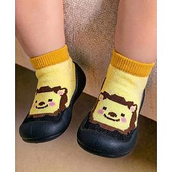 Cute Walk by Babyhug Slip On Closure Sock shoes With Tiger Design - Blue & Yellow