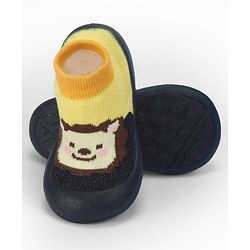Cute Walk by Babyhug Slip On Closure Sock shoes With Tiger Design - Blue & Yellow