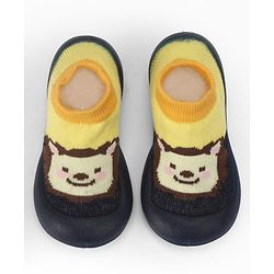 Cute Walk by Babyhug Slip On Closure Sock shoes With Tiger Design - Blue & Yellow