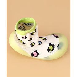 Cute Walk by Babyhug Slip On Printed Sock Shoes - Green