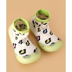 Cute Walk by Babyhug Slip On Printed Sock Shoes - Green