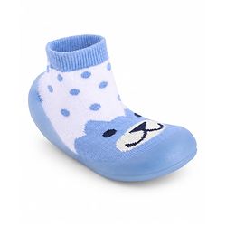 Cute Walk by Babyhug Slip on Sock Shoes with Bear Print - Blue