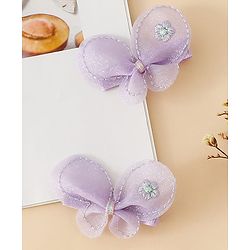 Babyhug Free Size Bow & Butterfly Clips - Purple