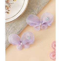 Babyhug Free Size Bow & Butterfly Clips - Purple