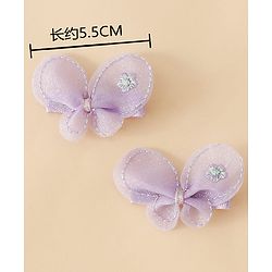 Babyhug Free Size Bow & Butterfly Clips - Purple