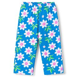 Babyhug 100% Cotton Knit Half Sleeves Floral Printed Co-Ords T-Shirt & Pyjama Night Suit - Blue